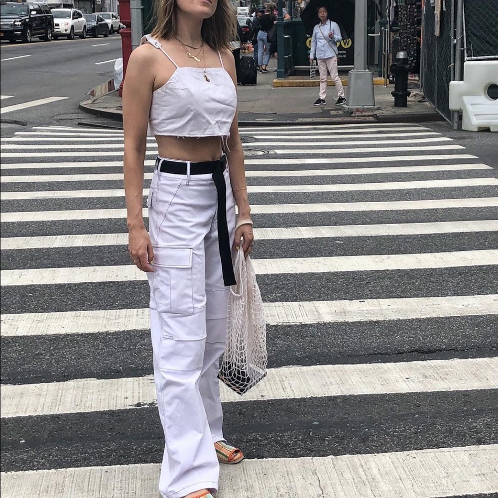 I.AM.GIA white cargo pants with black belt